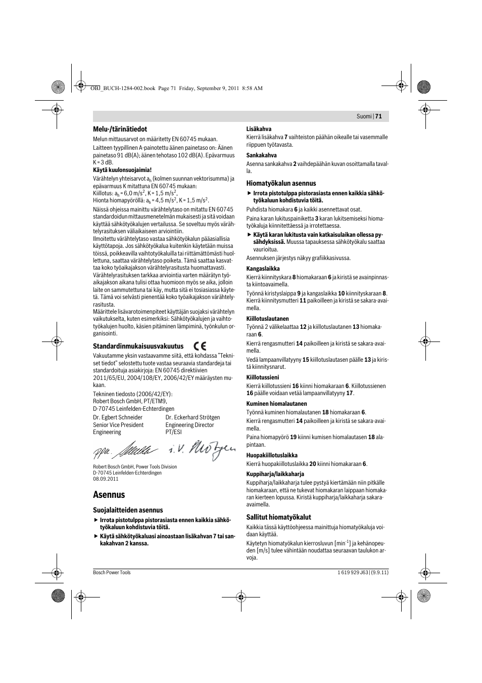 Asennus | Bosch GPO 14 CE Professional User Manual | Page 70 / 186