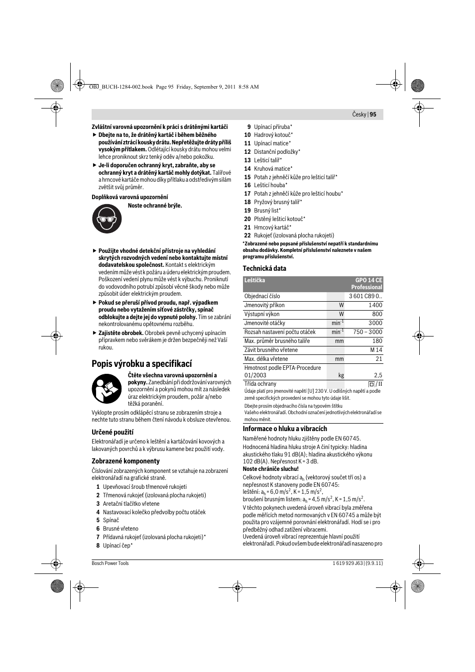 Popis výrobku a specifikací | Bosch GPO 14 CE Professional User Manual | Page 94 / 186