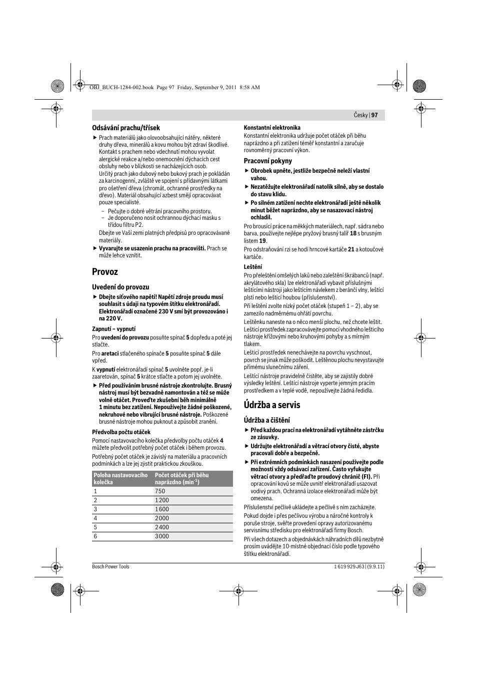 Provoz, Údržba a servis | Bosch GPO 14 CE Professional User Manual | Page 96 / 186