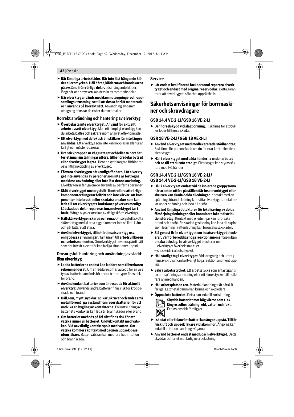 Bosch GSR 14,4 VE-2-LI Professional User Manual | Page 42 / 146