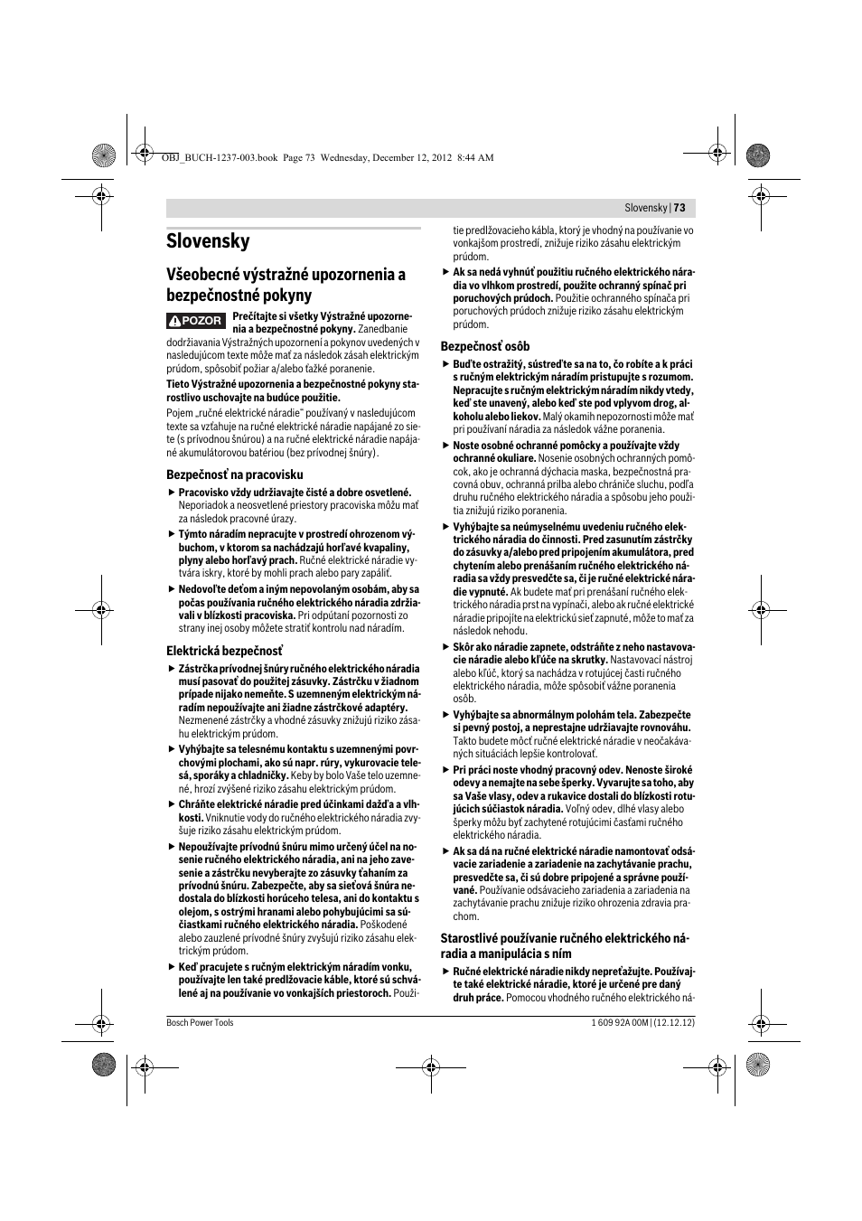 Slovensky | Bosch GSR 14,4 VE-2-LI Professional User Manual | Page 73 / 146