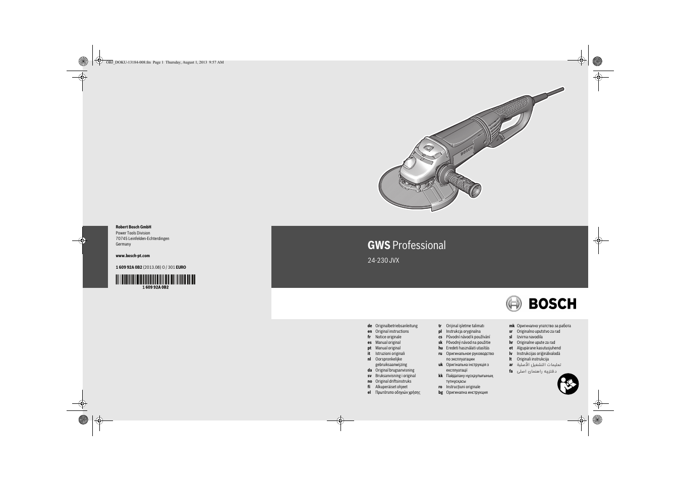 Bosch GWS 24-230 JVX Professional User Manual | 299 pages