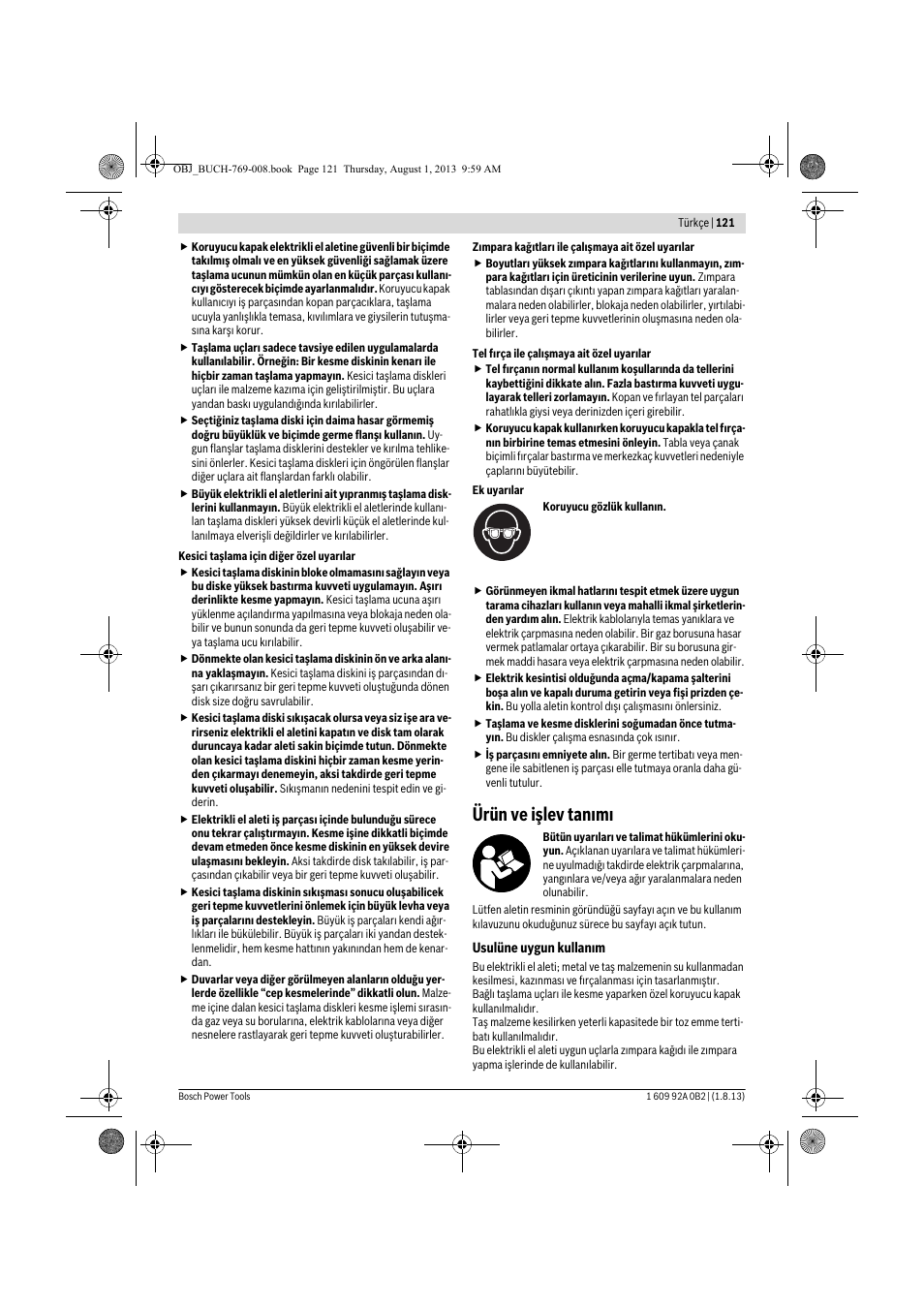 Ürün ve işlev tanımı | Bosch GWS 24-230 JVX Professional User Manual | Page 120 / 299