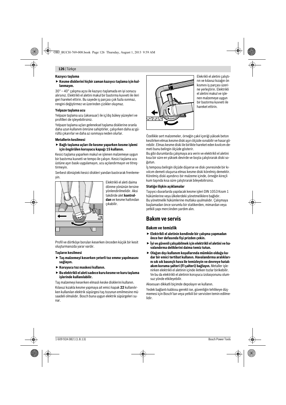 Bakım ve servis | Bosch GWS 24-230 JVX Professional User Manual | Page 125 / 299