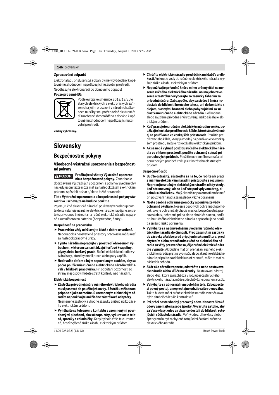 Slovensky, Bezpečnostné pokyny | Bosch GWS 24-230 JVX Professional User Manual | Page 145 / 299