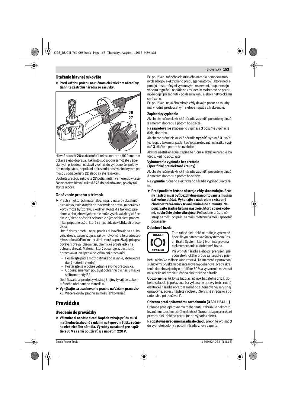 Prevádzka | Bosch GWS 24-230 JVX Professional User Manual | Page 152 / 299