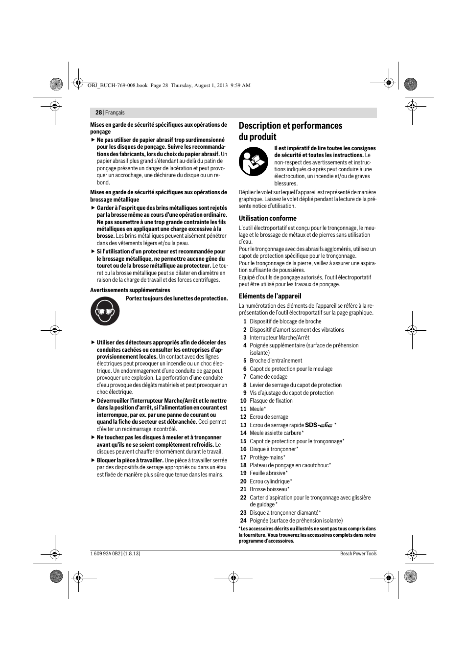 Description et performances du produit | Bosch GWS 24-230 JVX Professional User Manual | Page 27 / 299