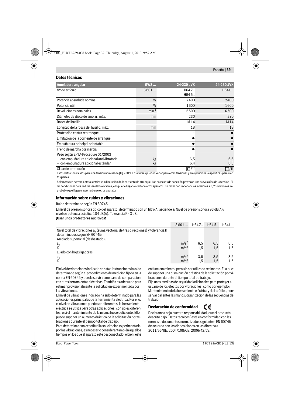 Bosch GWS 24-230 JVX Professional User Manual | Page 38 / 299