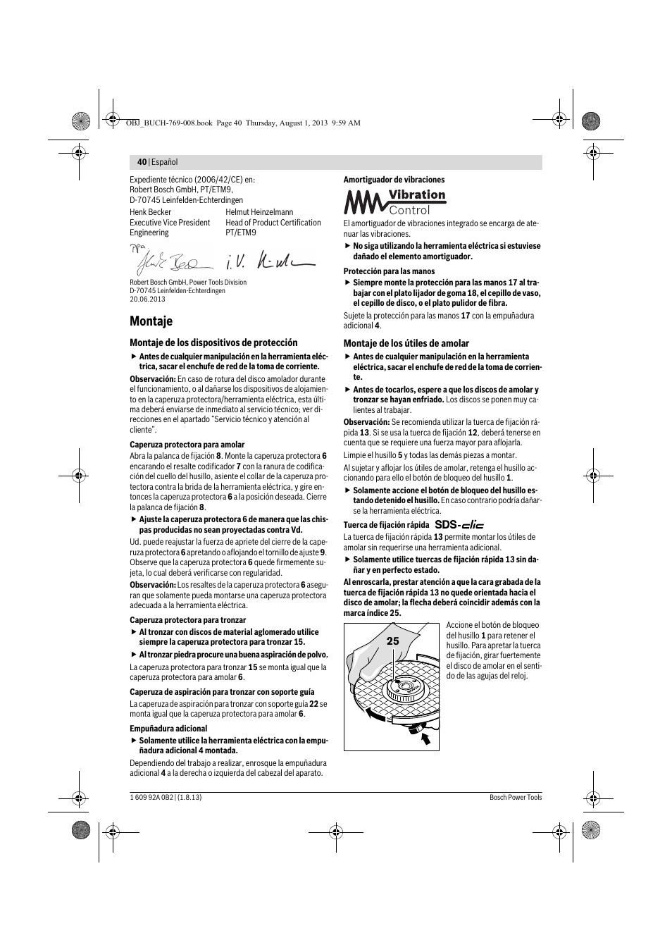 Montaje | Bosch GWS 24-230 JVX Professional User Manual | Page 39 / 299