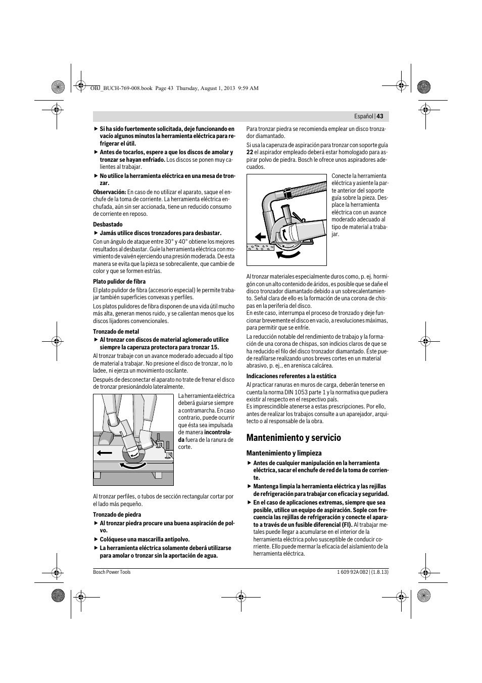 Mantenimiento y servicio | Bosch GWS 24-230 JVX Professional User Manual | Page 42 / 299