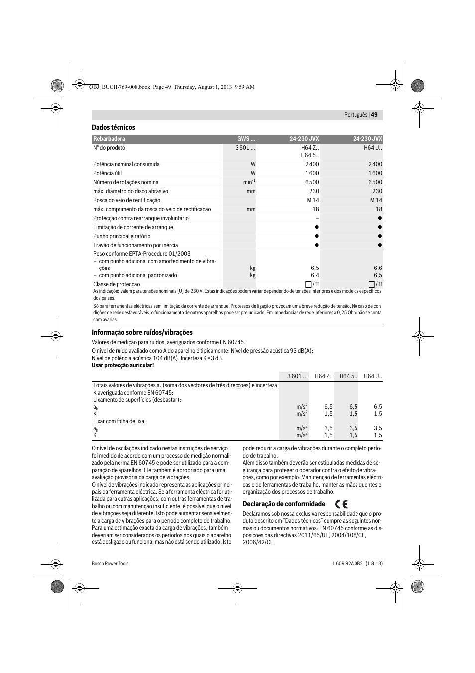 Bosch GWS 24-230 JVX Professional User Manual | Page 48 / 299