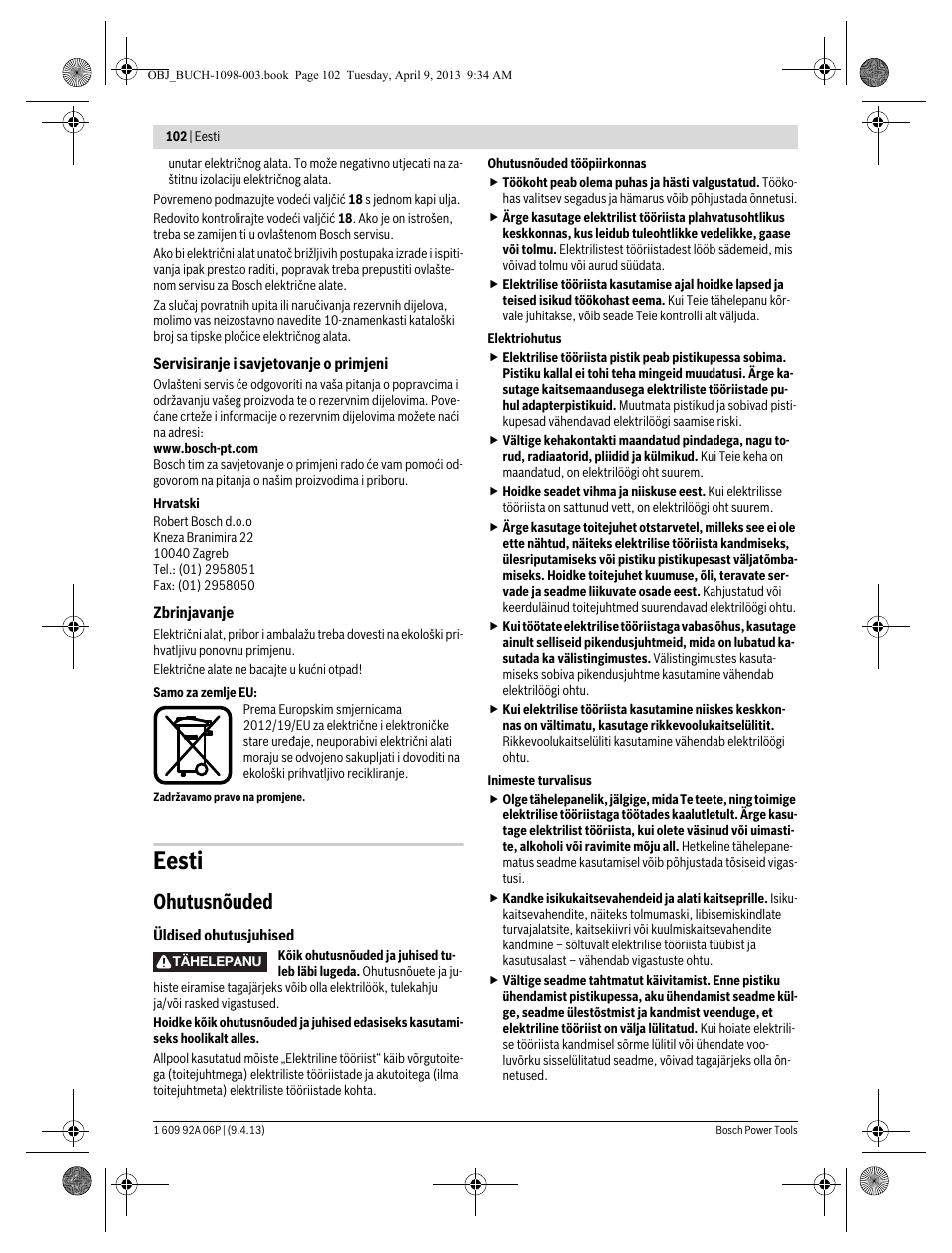 Eesti, Ohutusnõuded | Bosch PST 900 PEL User Manual | Page 102 / 125