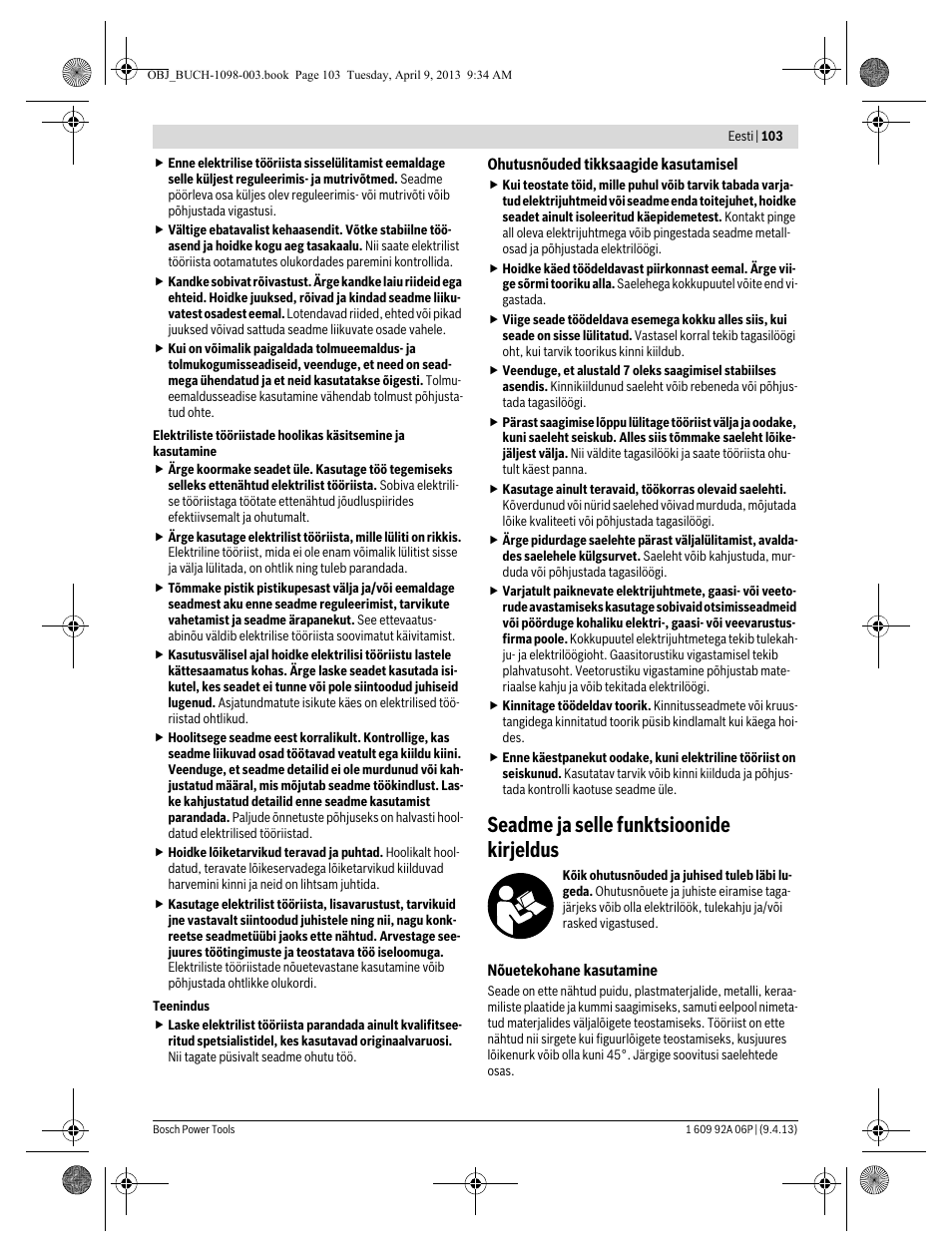 Seadme ja selle funktsioonide kirjeldus | Bosch PST 900 PEL User Manual | Page 103 / 125