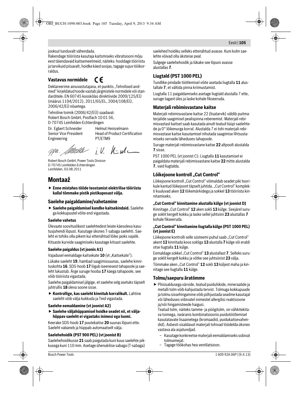 Montaaž | Bosch PST 900 PEL User Manual | Page 105 / 125