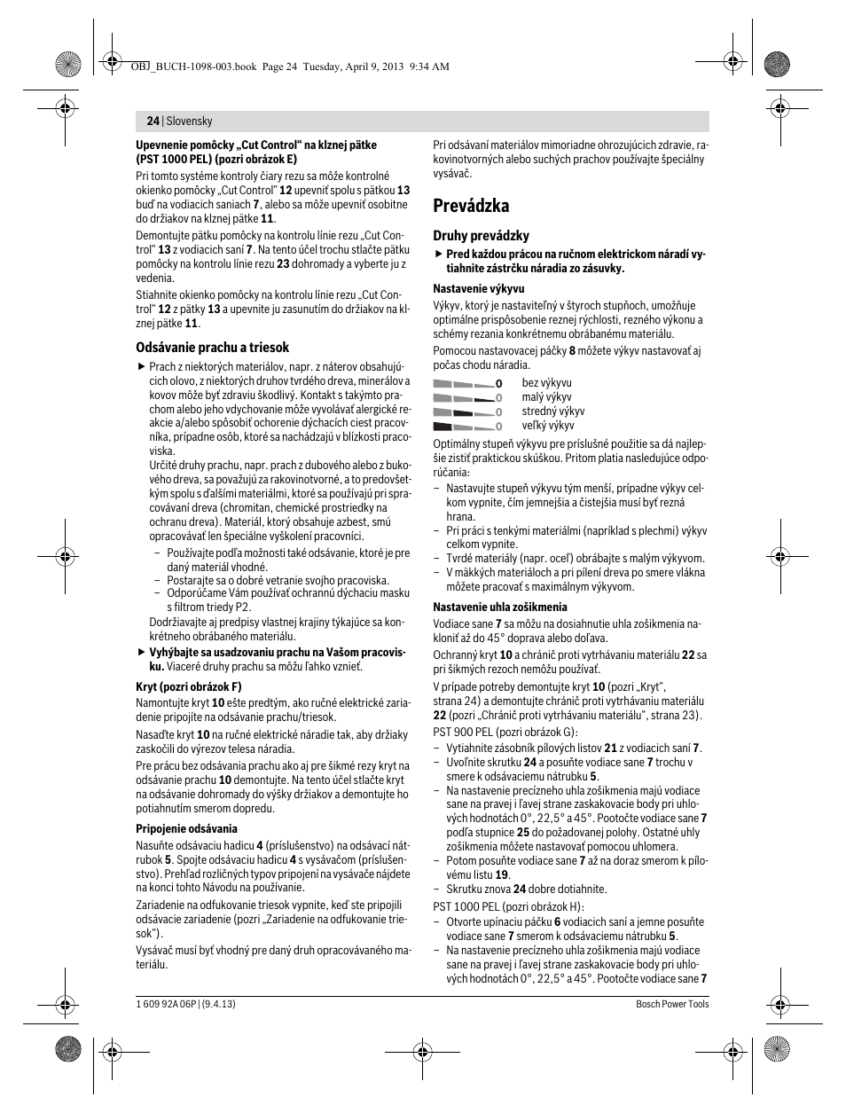 Prevádzka | Bosch PST 900 PEL User Manual | Page 24 / 125