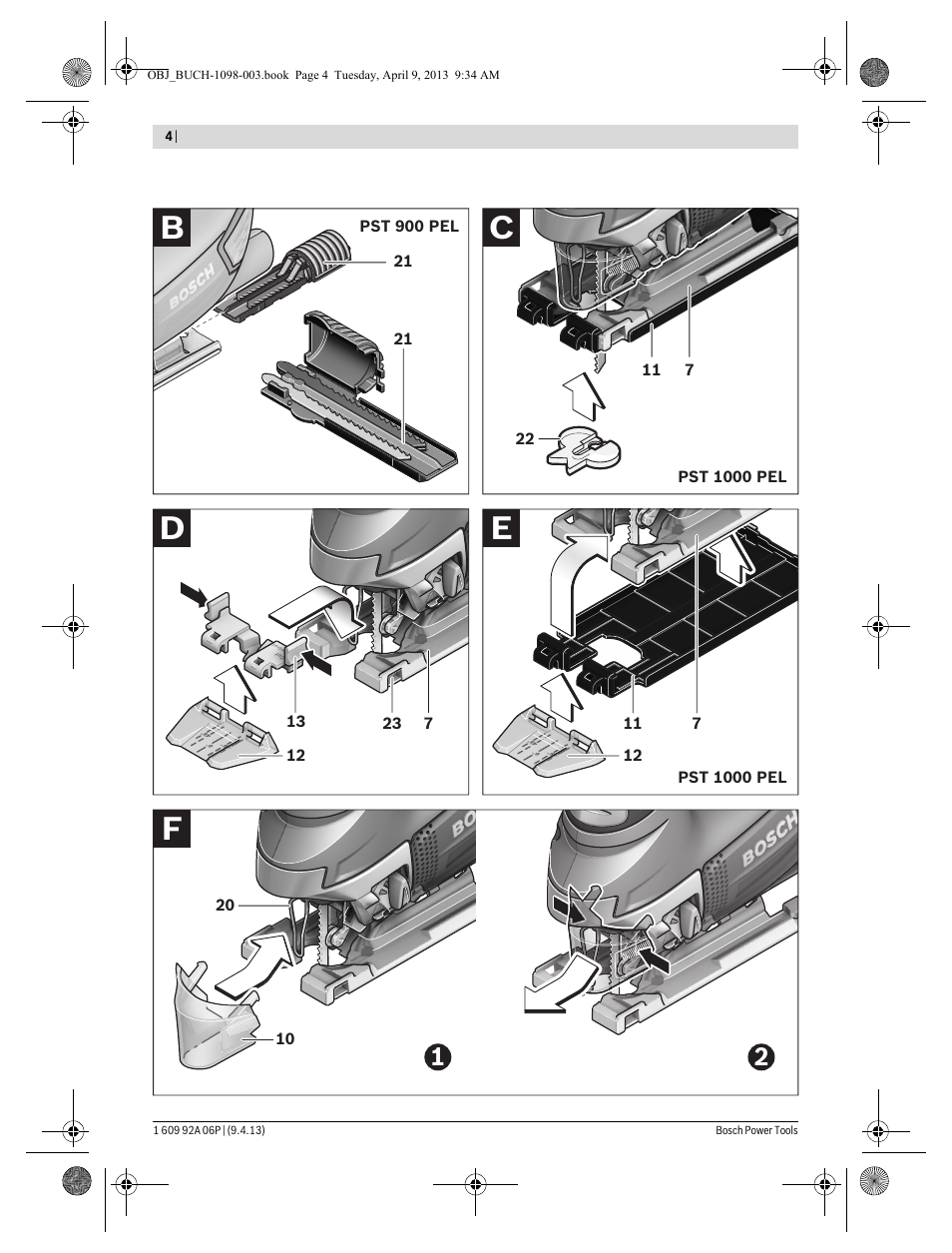 Fe d c b | Bosch PST 900 PEL User Manual | Page 4 / 125