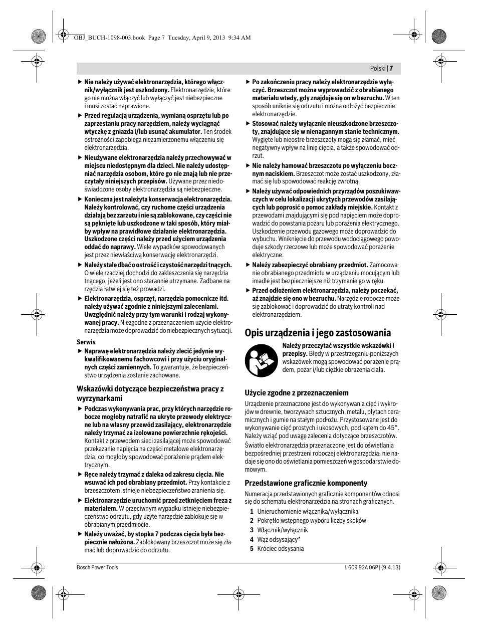 Opis urządzenia i jego zastosowania | Bosch PST 900 PEL User Manual | Page 7 / 125