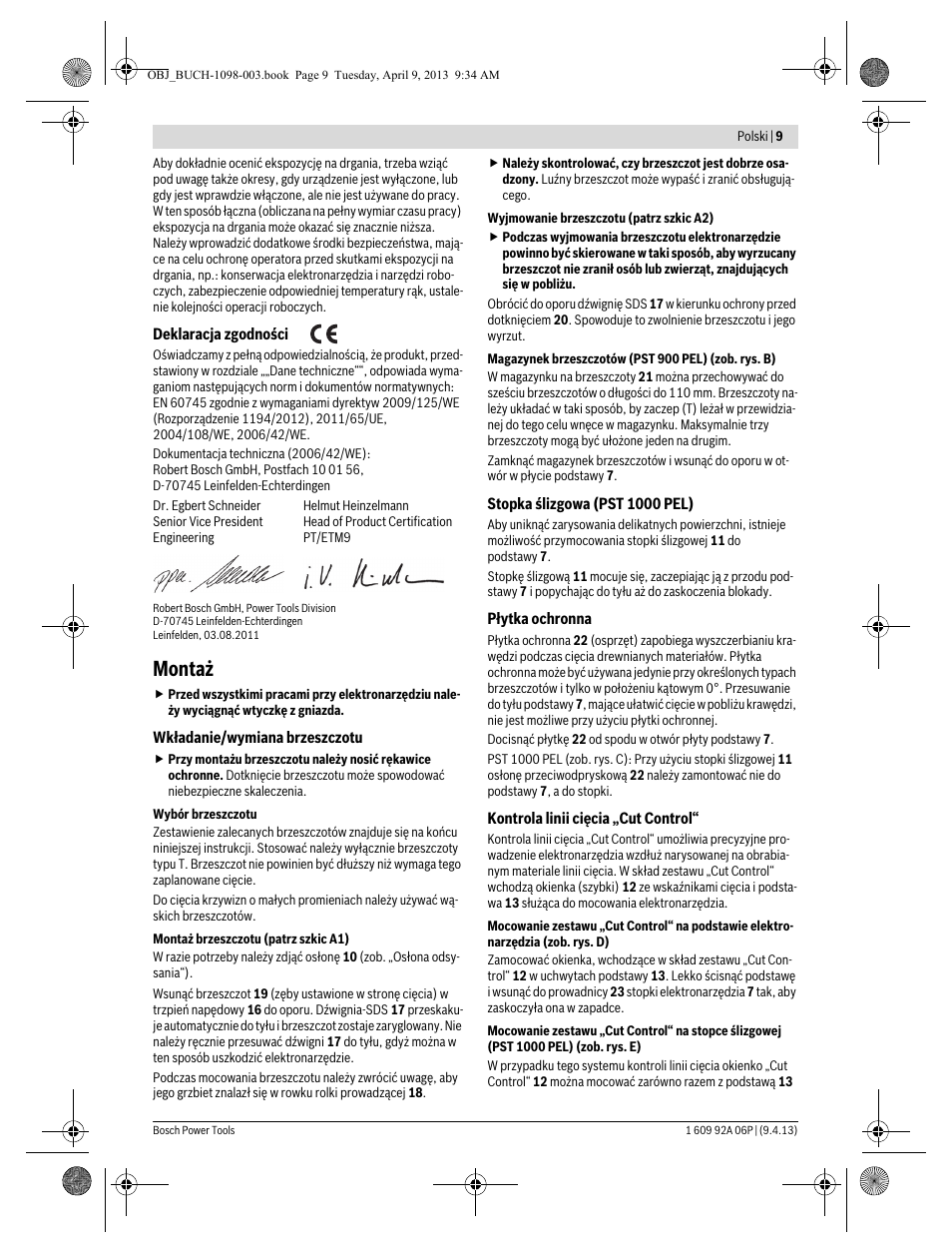 Montaż | Bosch PST 900 PEL User Manual | Page 9 / 125