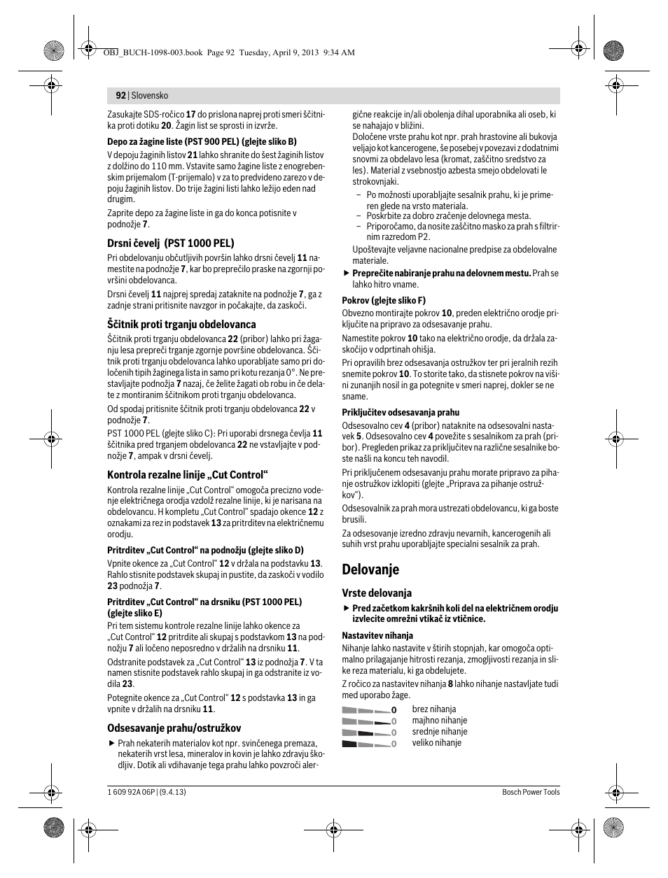 Delovanje | Bosch PST 900 PEL User Manual | Page 92 / 125