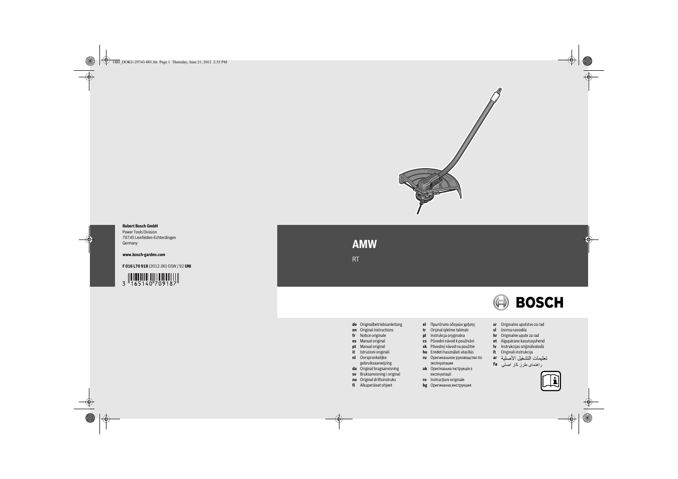 Bosch AMW 10 RT User Manual | 91 pages