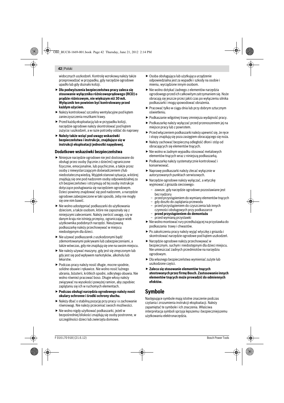 Symbole | Bosch AMW 10 RT User Manual | Page 42 / 91