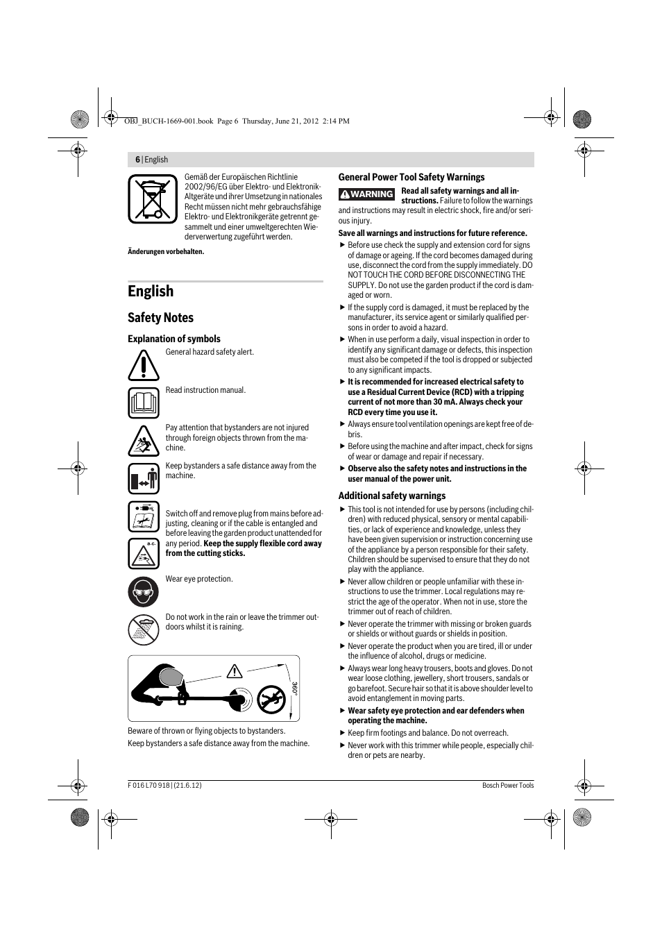 English | Bosch AMW 10 RT User Manual | Page 6 / 91