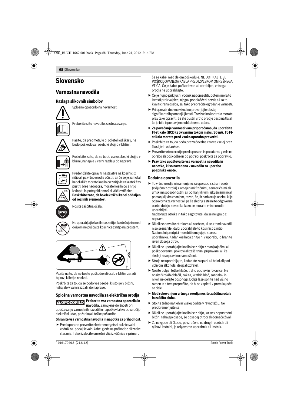 Slovensko, Varnostna navodila | Bosch AMW 10 RT User Manual | Page 68 / 91