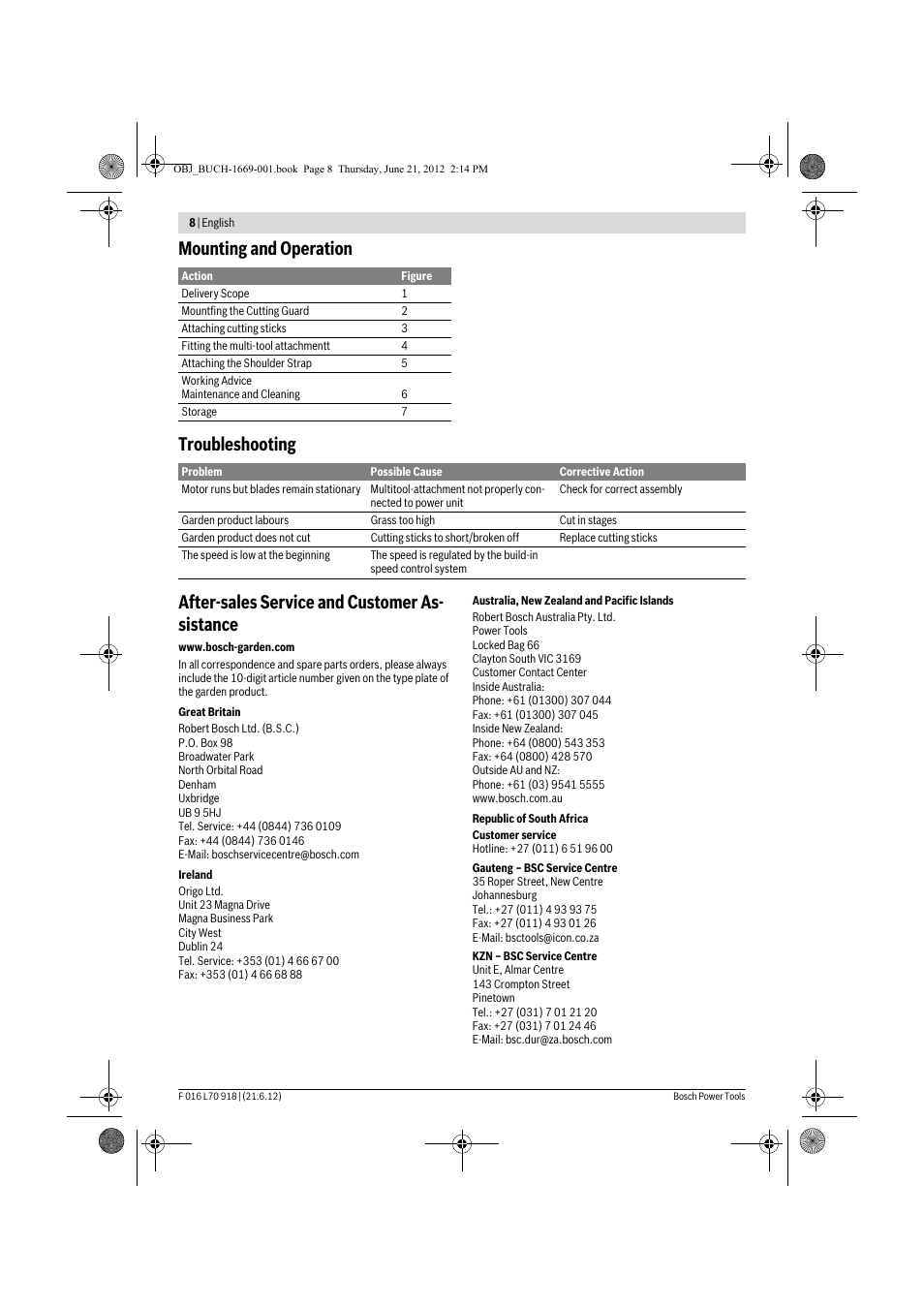 Bosch AMW 10 RT User Manual | Page 8 / 91