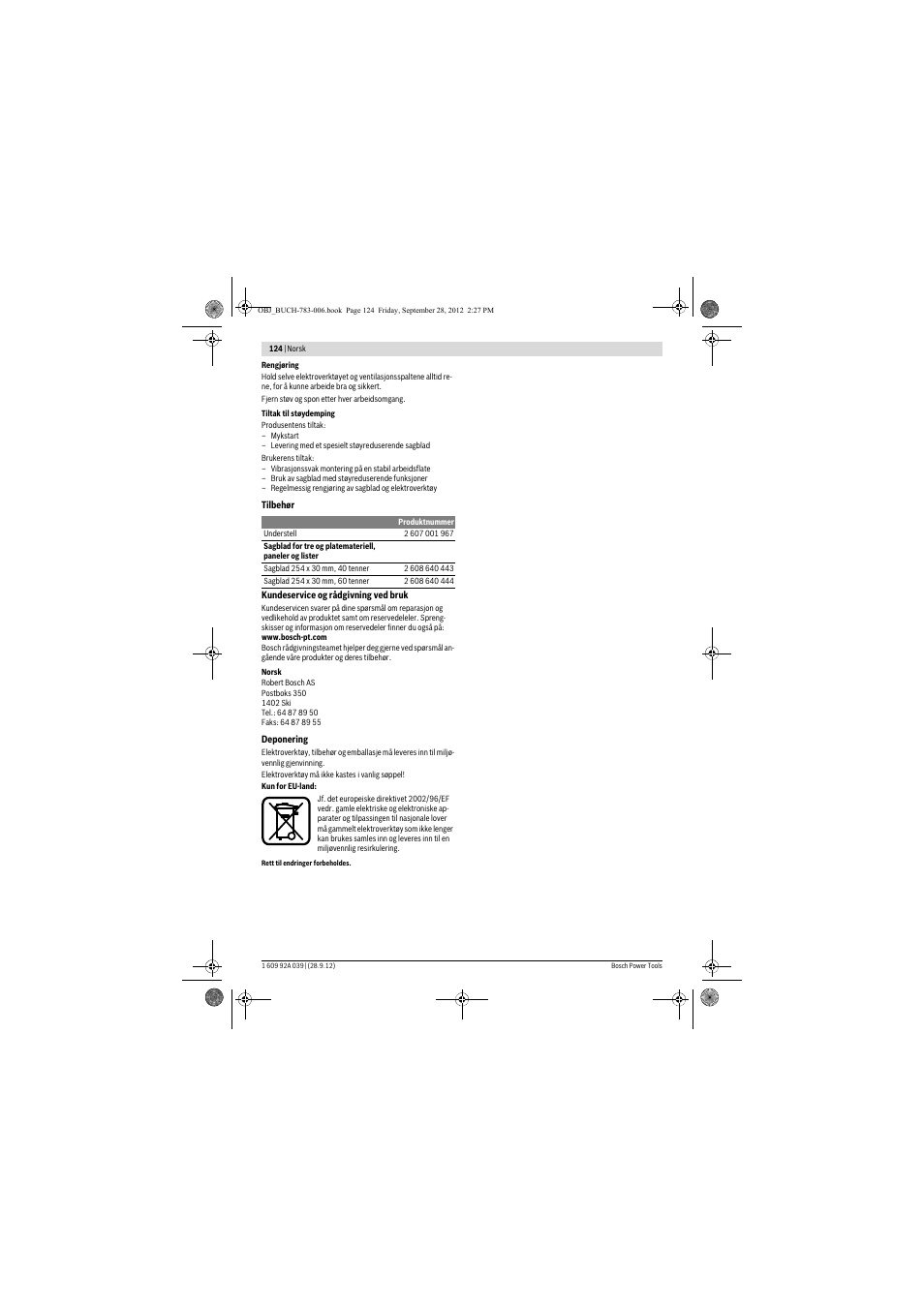 Bosch PTS 10 User Manual | Page 124 / 309