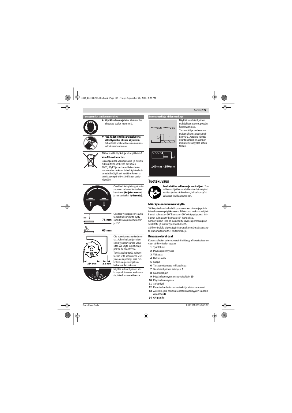 Tuotekuvaus | Bosch PTS 10 User Manual | Page 127 / 309