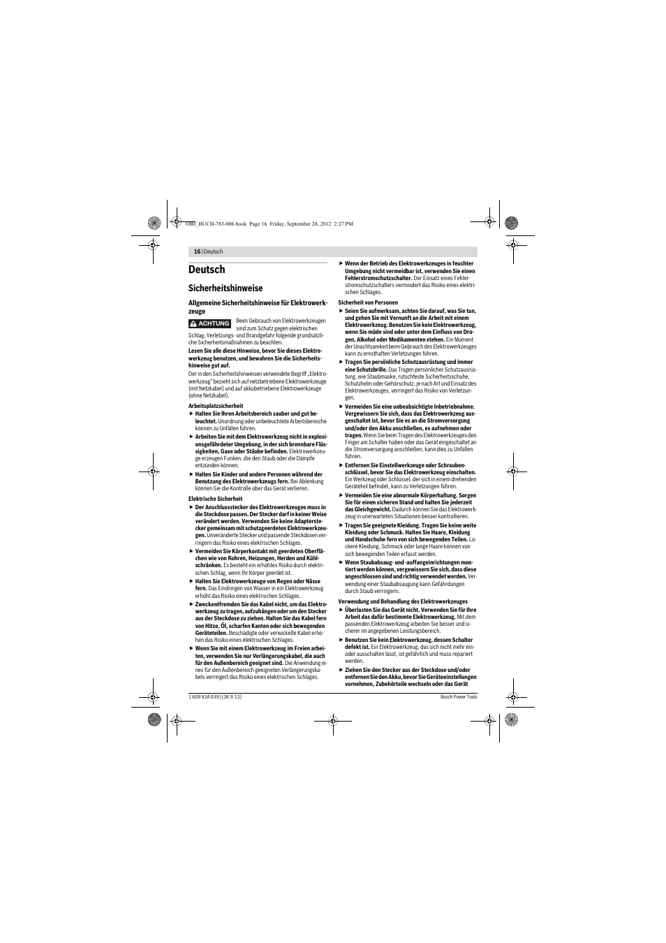 Deutsch, Sicherheitshinweise | Bosch PTS 10 User Manual | Page 16 / 309