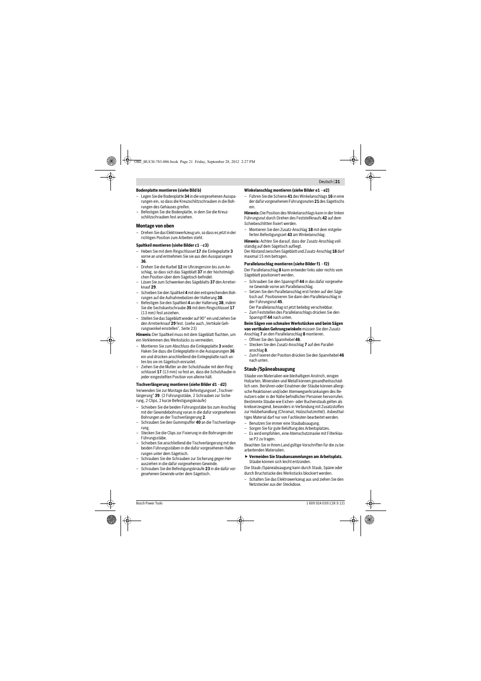 Bosch PTS 10 User Manual | Page 21 / 309