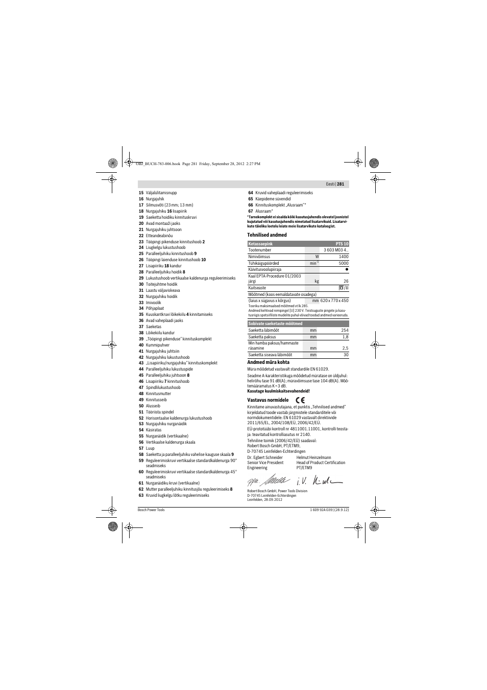 Bosch PTS 10 User Manual | Page 281 / 309