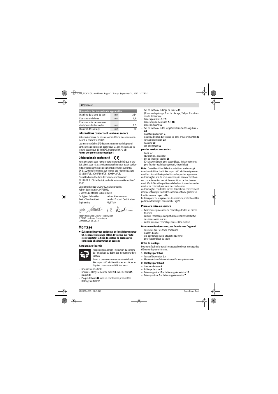 Montage | Bosch PTS 10 User Manual | Page 42 / 309