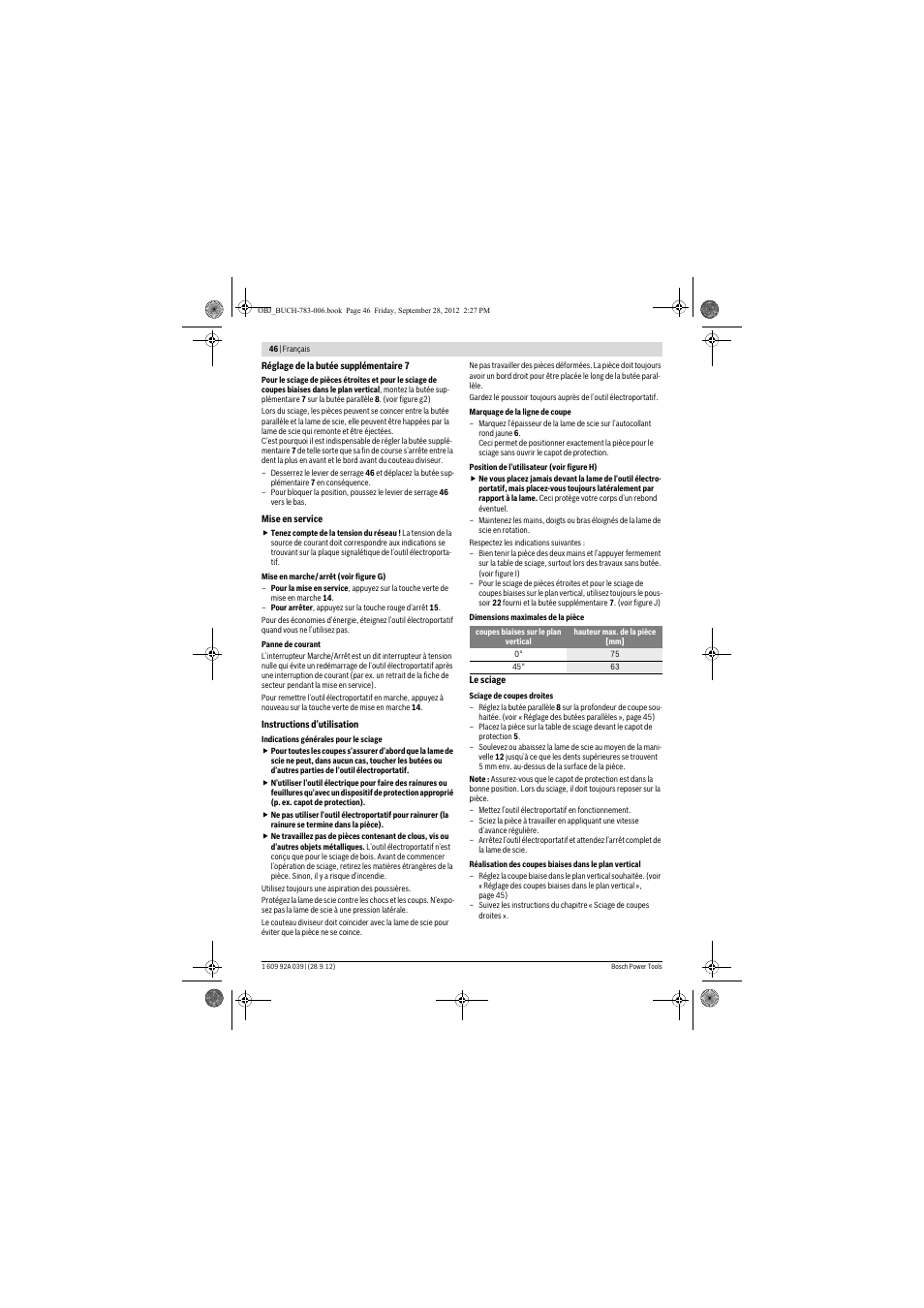 Bosch PTS 10 User Manual | Page 46 / 309