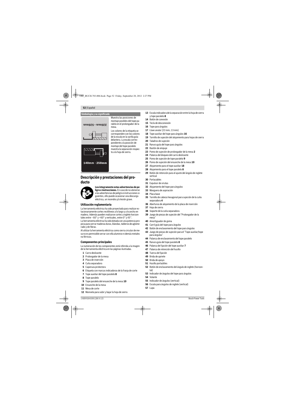 Descripción y prestaciones del pro- ducto | Bosch PTS 10 User Manual | Page 52 / 309