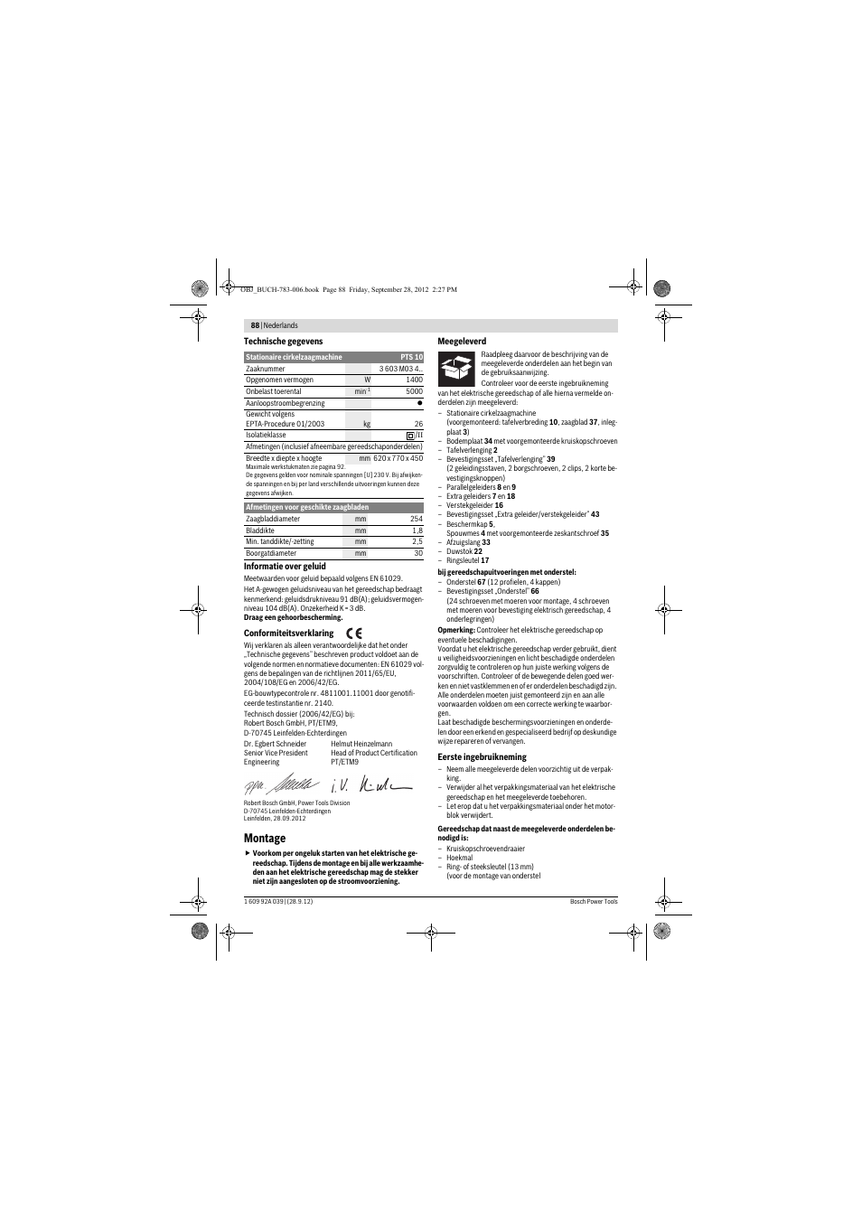 Montage | Bosch PTS 10 User Manual | Page 88 / 309