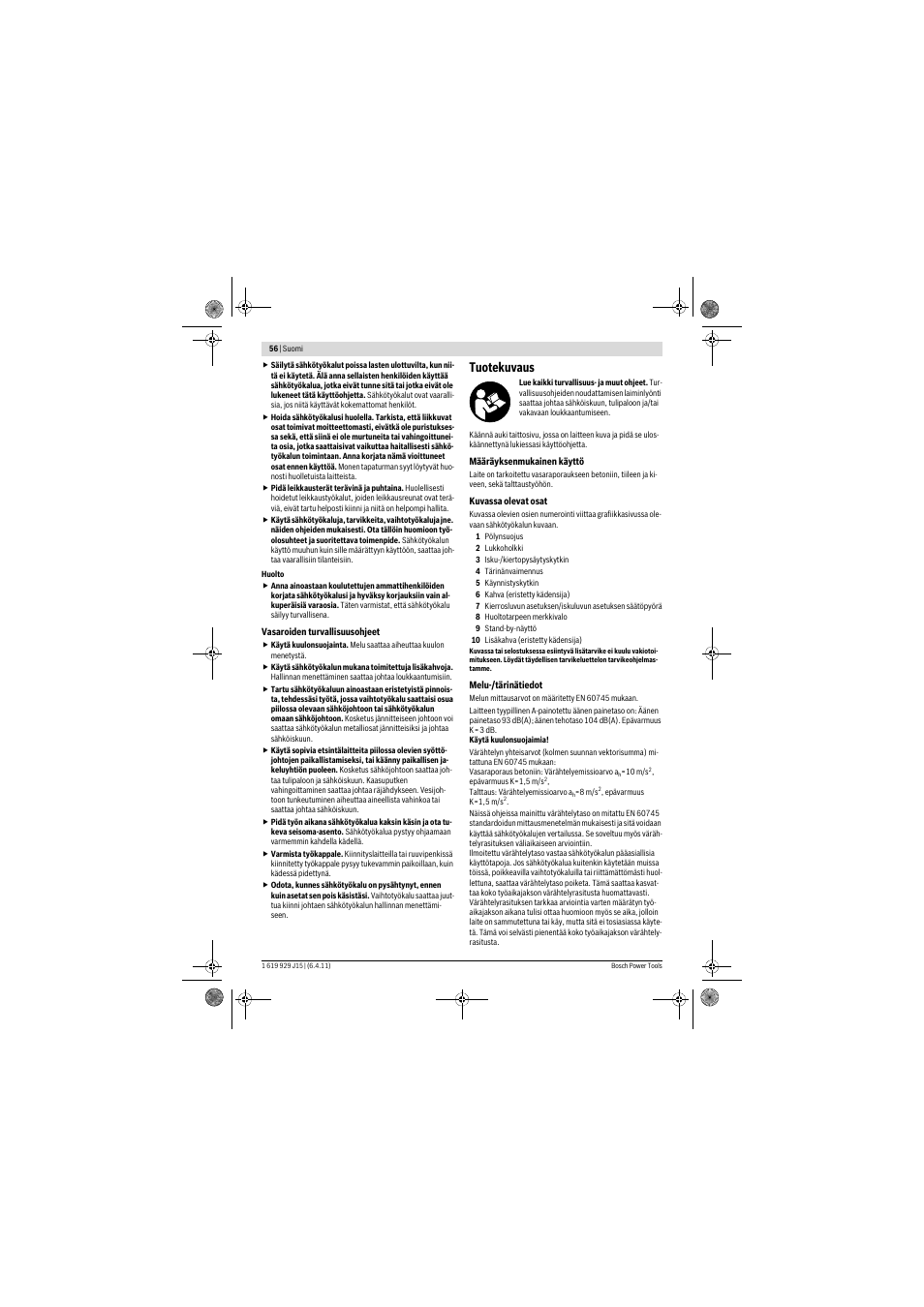 Tuotekuvaus | Bosch GBH 5-40 DCE Professional User Manual | Page 56 / 148