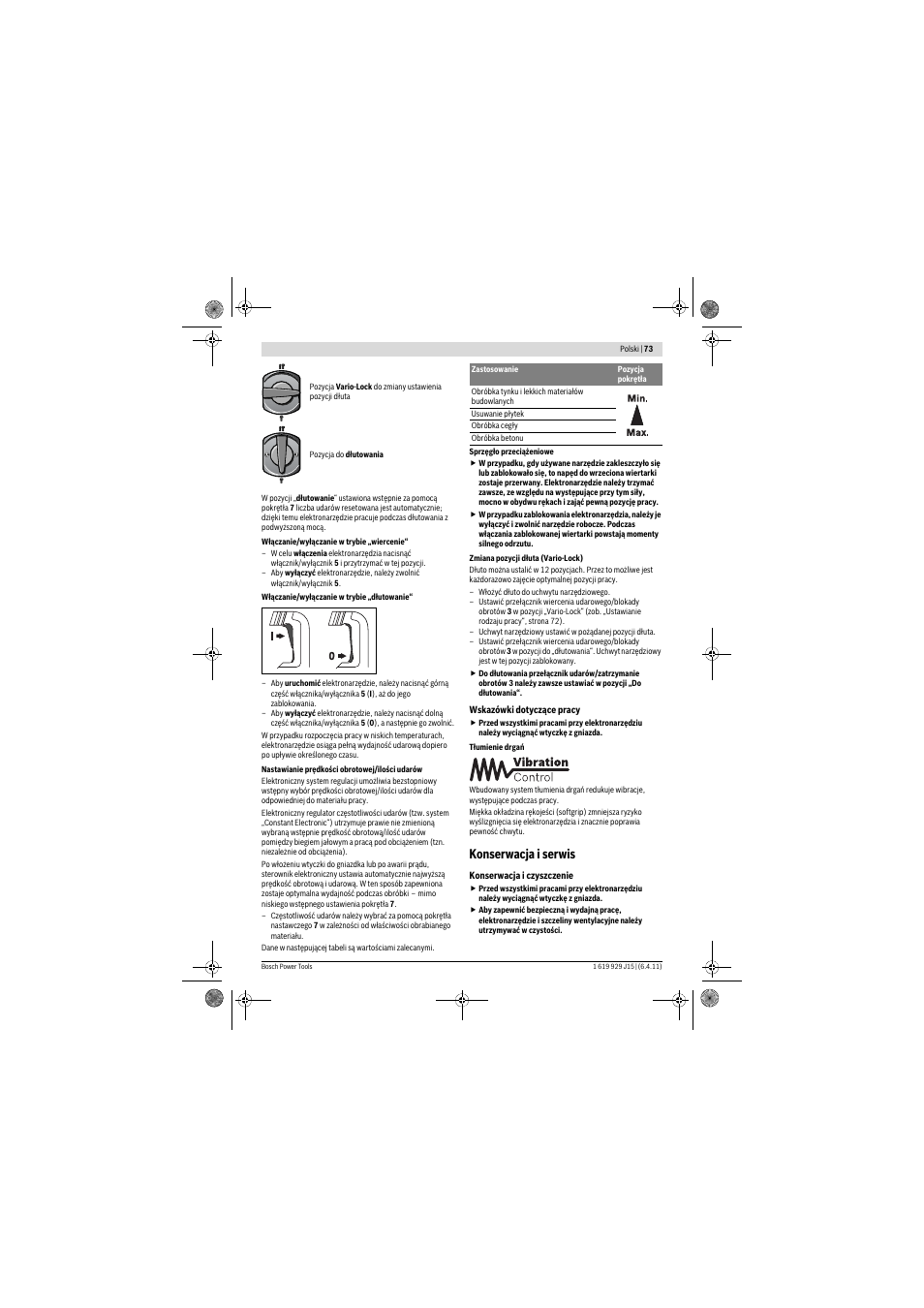 Konserwacja i serwis | Bosch GBH 5-40 DCE Professional User Manual | Page 73 / 148