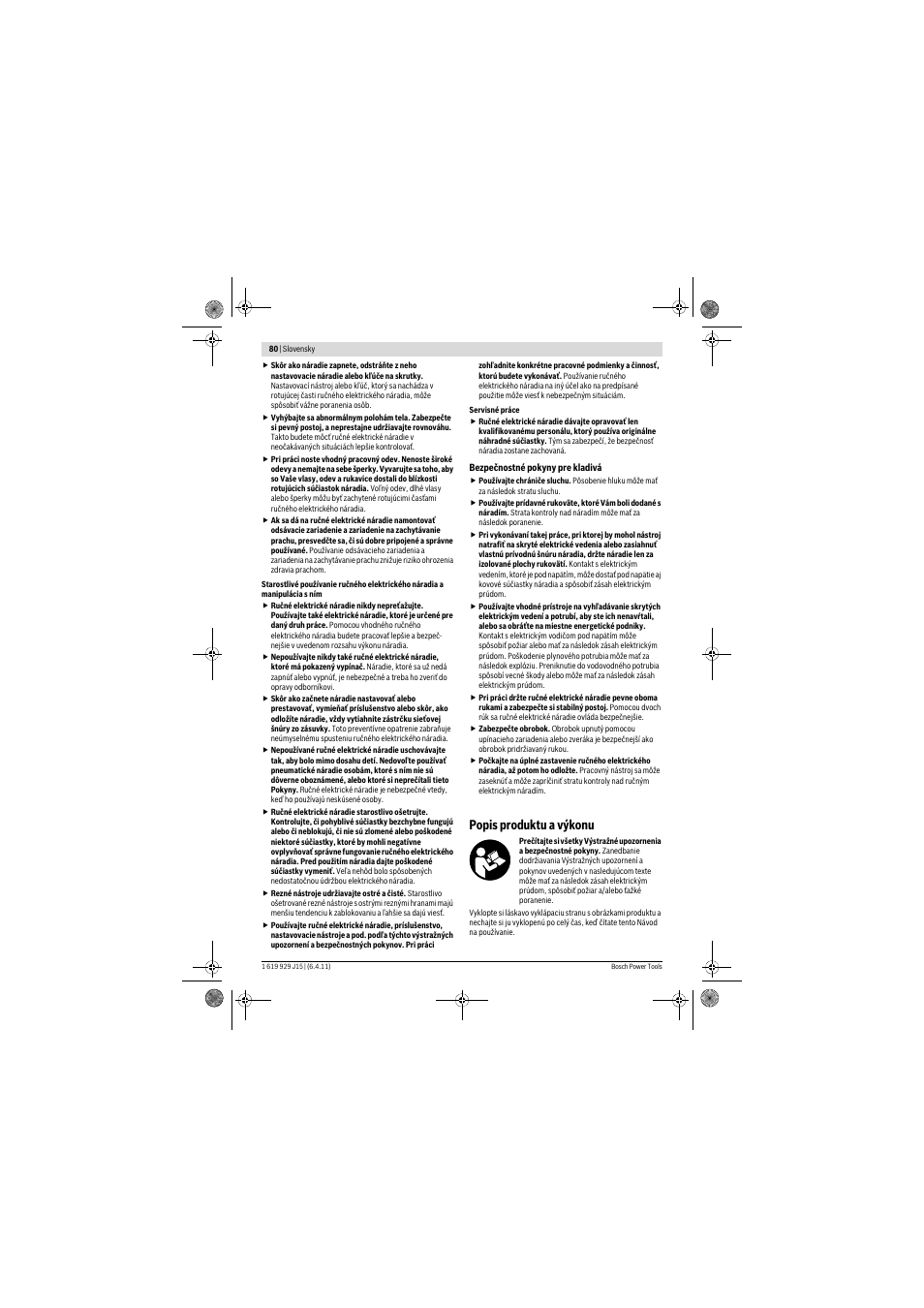 Popis produktu a výkonu | Bosch GBH 5-40 DCE Professional User Manual | Page 80 / 148