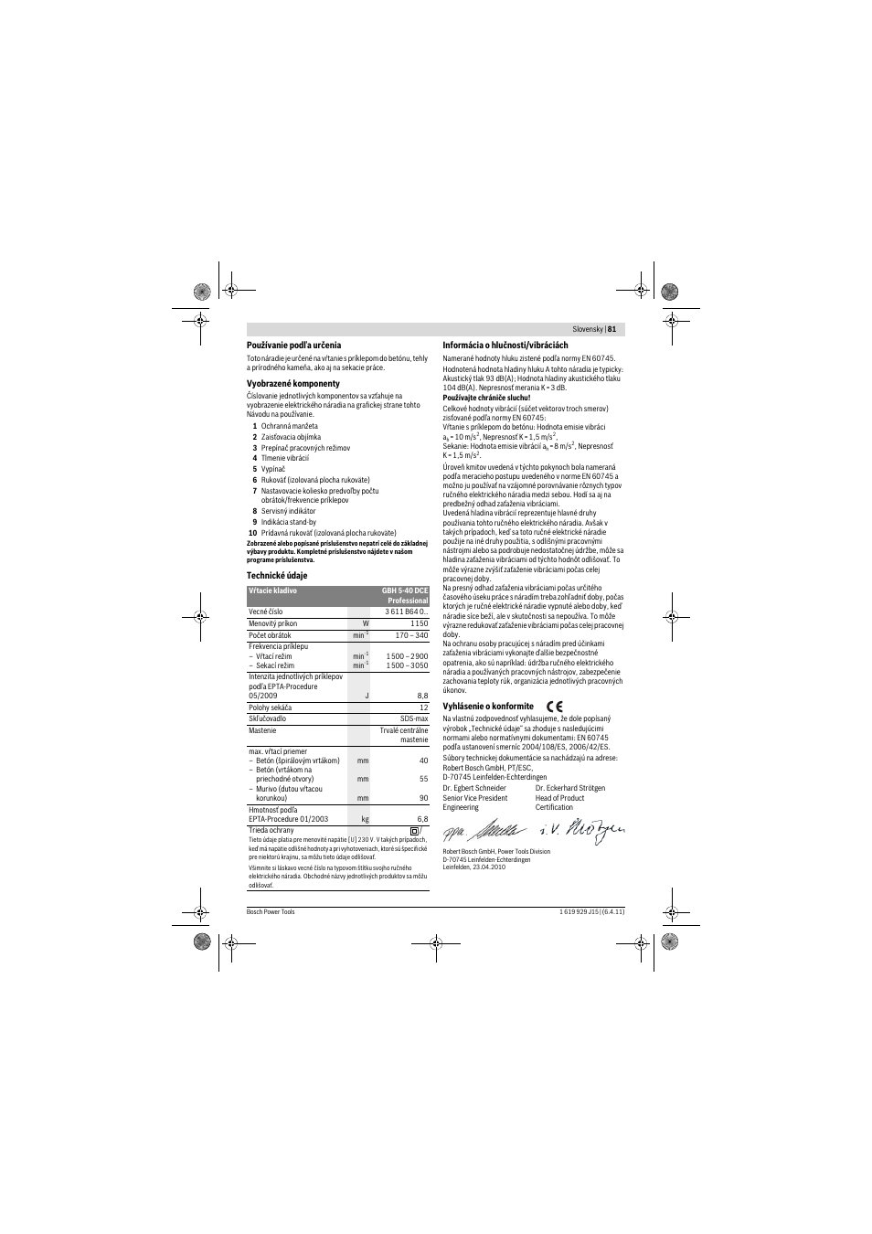 Bosch GBH 5-40 DCE Professional User Manual | Page 81 / 148