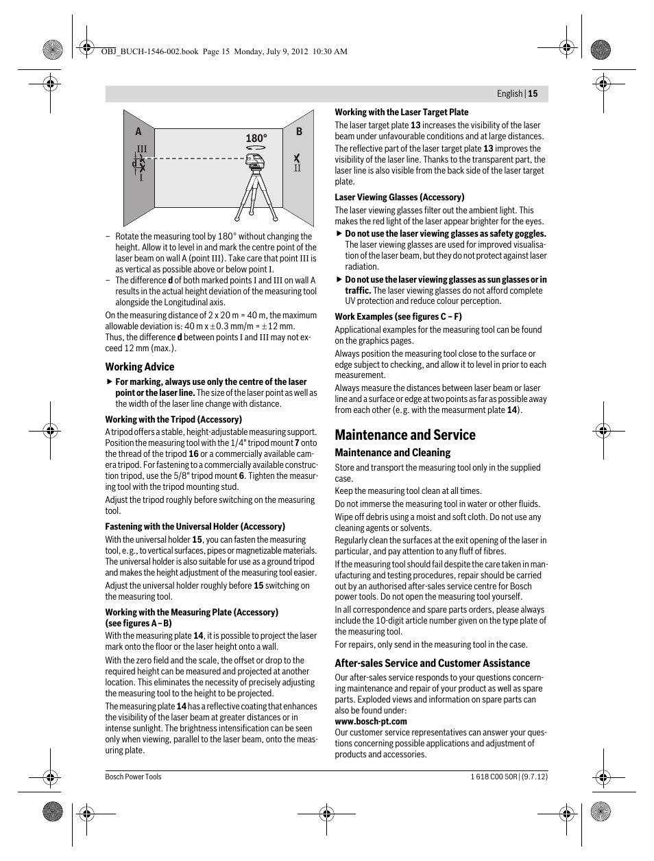 Maintenance and service | Bosch GCL 25 Professional User Manual | Page 15 / 190