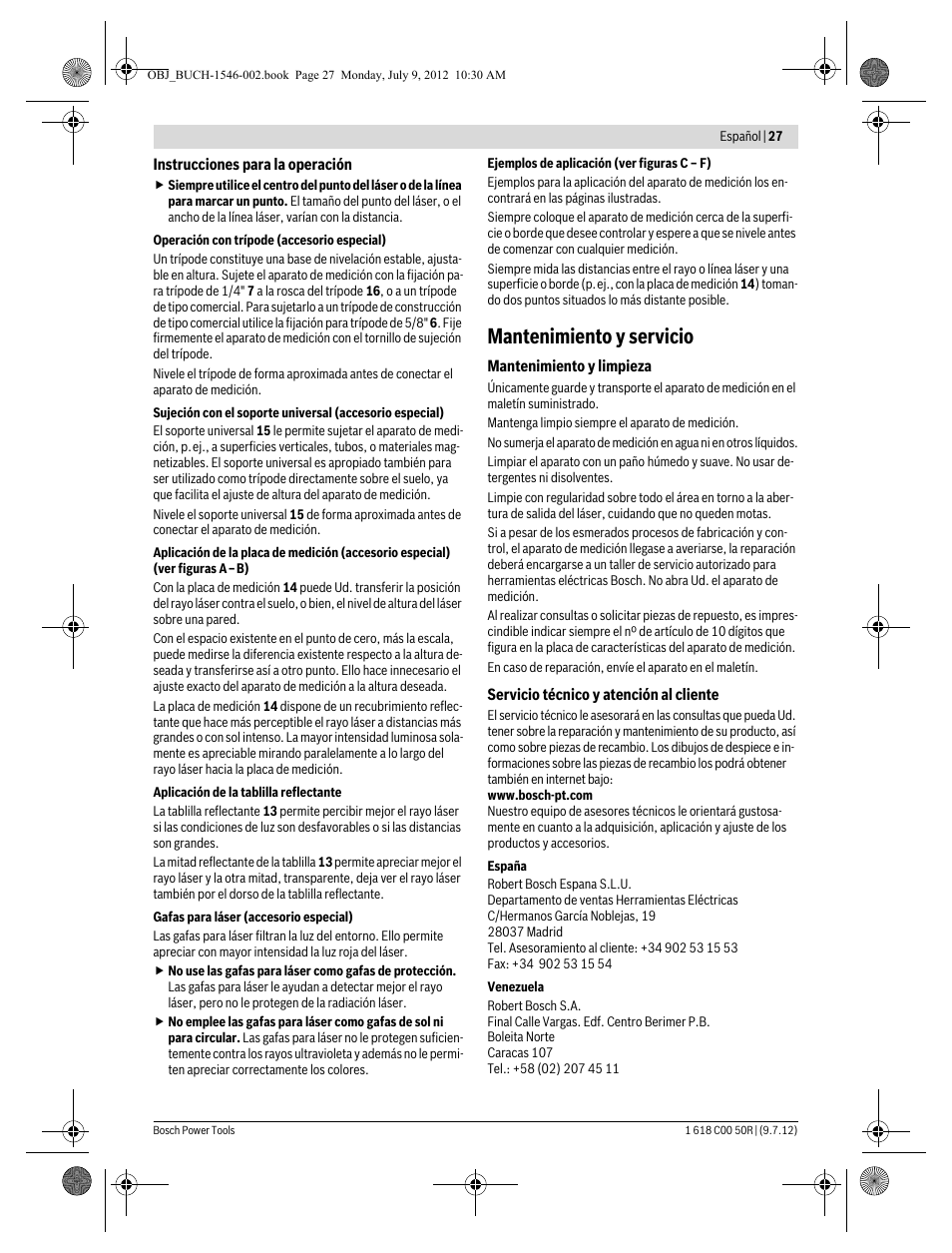 Mantenimiento y servicio | Bosch GCL 25 Professional User Manual | Page 27 / 190