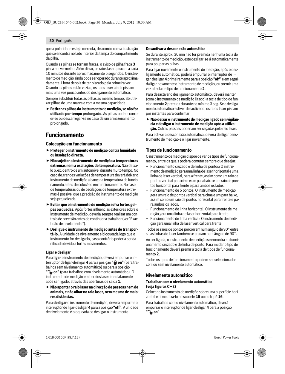Funcionamento | Bosch GCL 25 Professional User Manual | Page 30 / 190