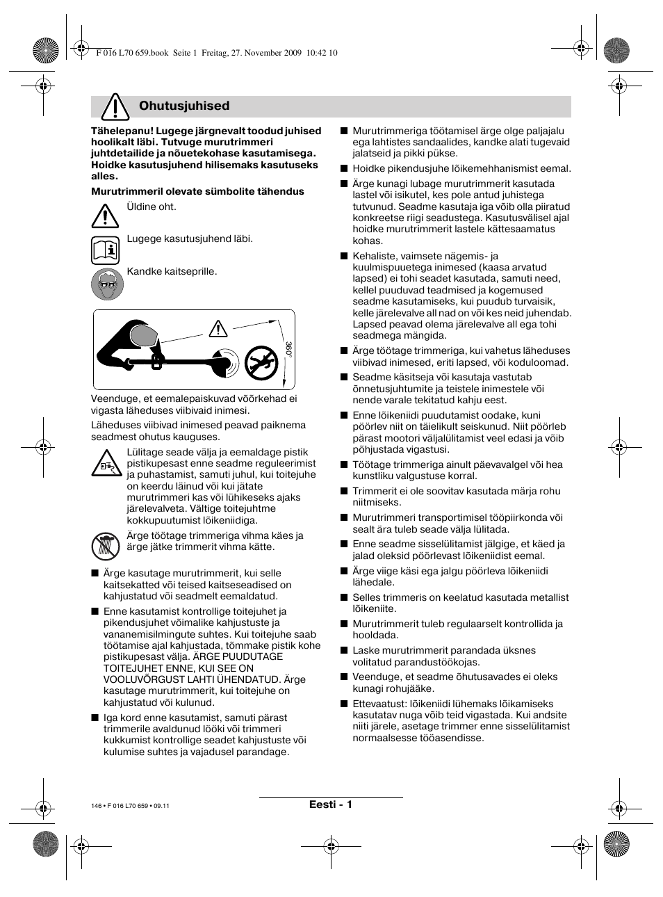 Ohutusjuhised | Bosch ART 23 EASYTRIM User Manual | Page 146 / 164