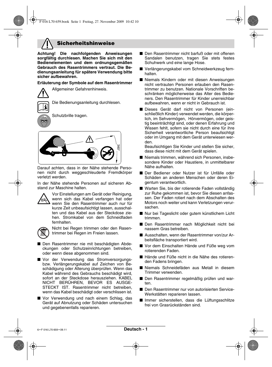 Sicherheitshinweise | Bosch ART 23 EASYTRIM User Manual | Page 6 / 164