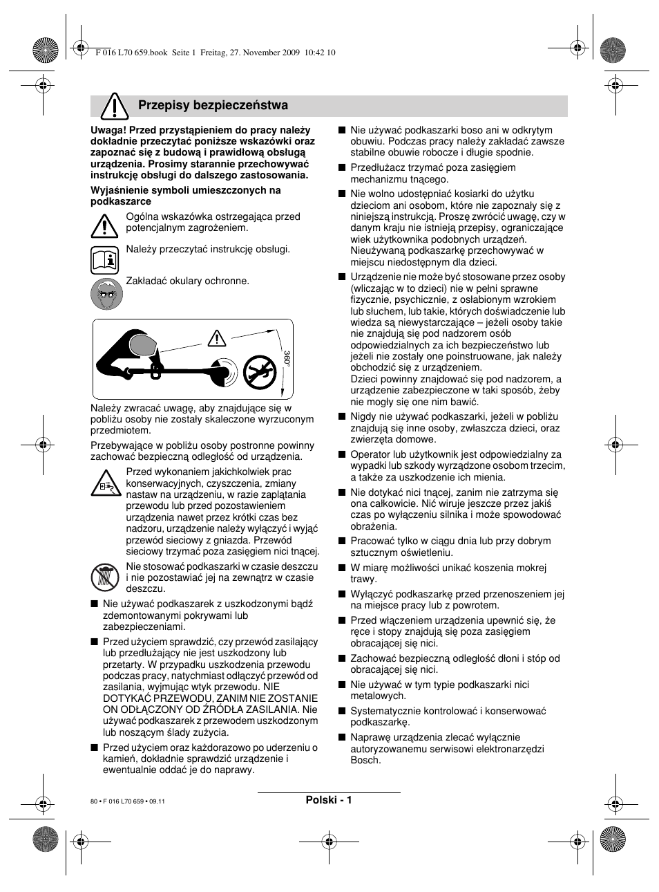Przepisy bezpieczeμstwa | Bosch ART 23 EASYTRIM User Manual | Page 80 / 164