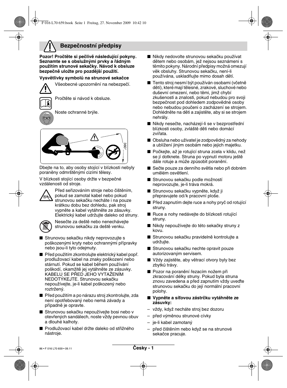Bezpeãnostní pﬁedpisy | Bosch ART 23 EASYTRIM User Manual | Page 86 / 164
