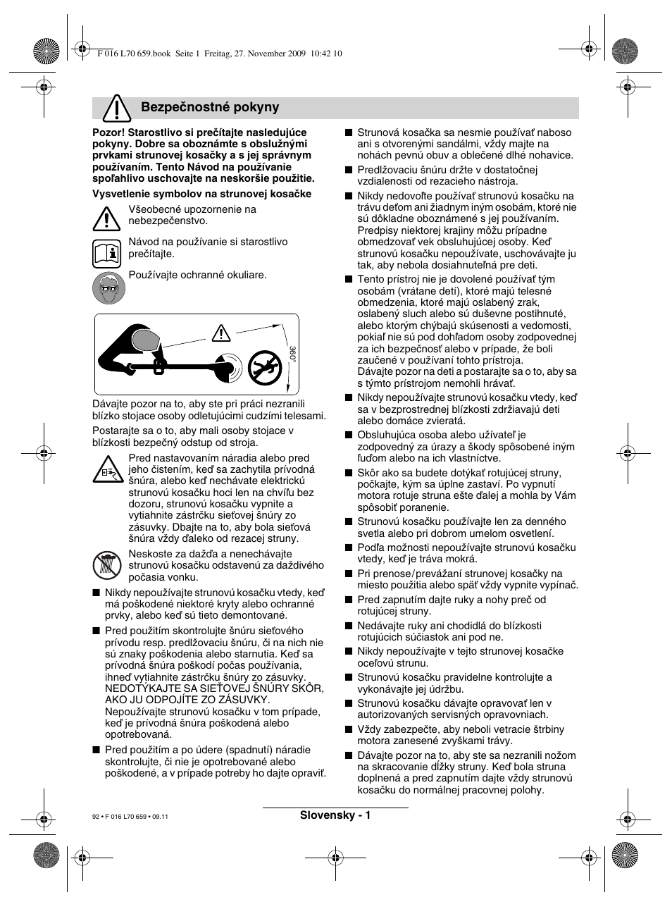 Bezpeãnostné pokyny | Bosch ART 23 EASYTRIM User Manual | Page 92 / 164