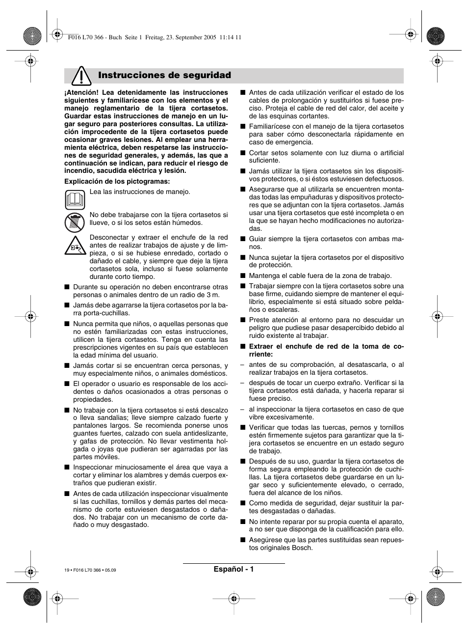 Instrucciones de seguridad | Bosch AHS 550-24 ST User Manual | Page 19 / 69